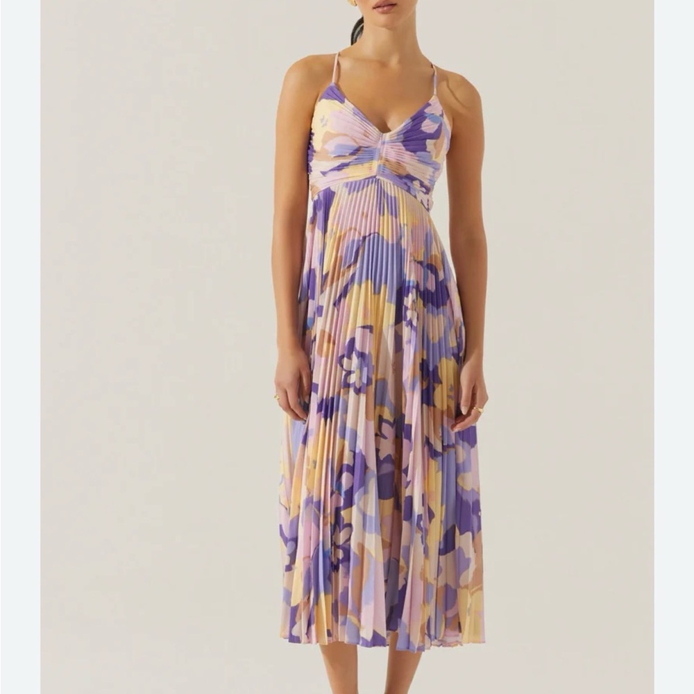 Astr Purple and Cream Floral Maxi Dress